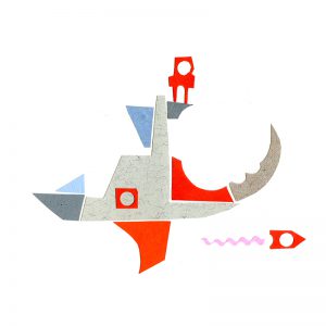 Paper art illustratie Zeeschip